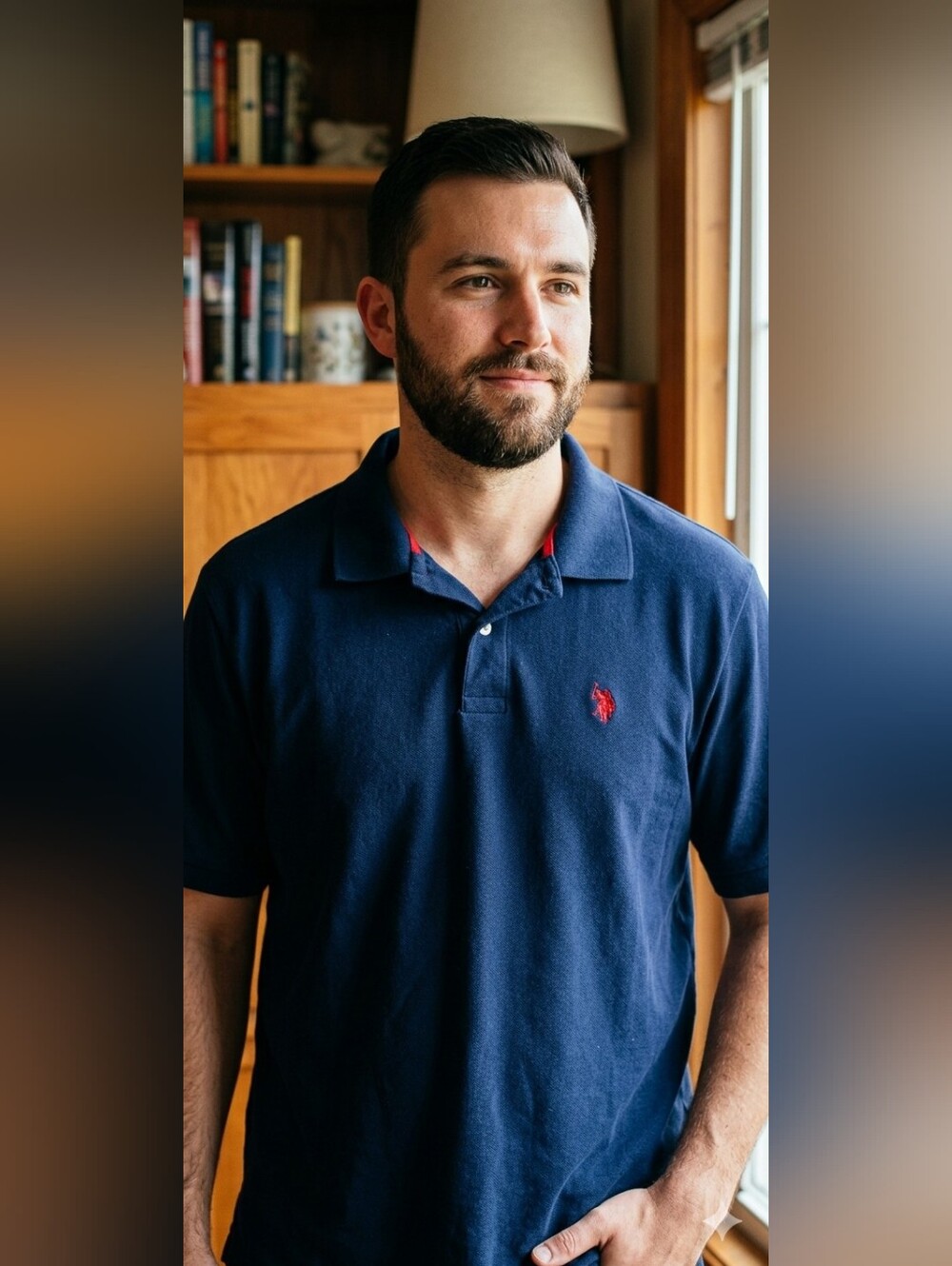 U.S. Polo Assn. Men's Navy Polo with Red Accent Logo